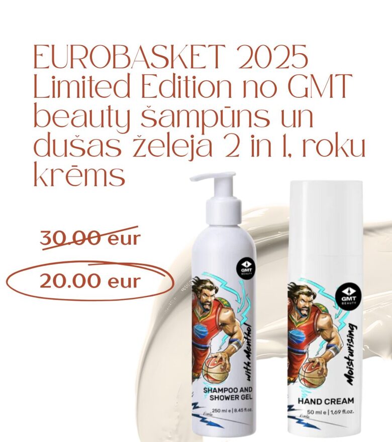 EUROBASKET 2025 Limited Edition no GMT Beauty 2 in 1 šampūns & dušas želeja + roku krēms, komplektā